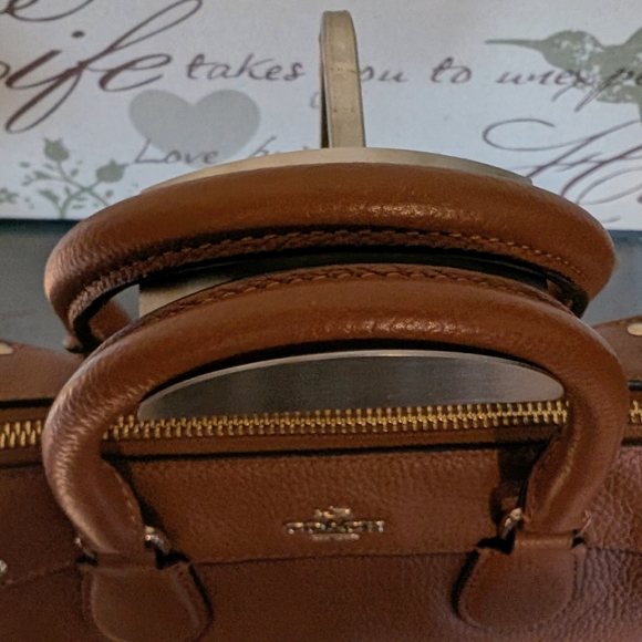 Coach Brown And Cream Mini Bennett Shearling Satchel Bag - Picture 4 of 14